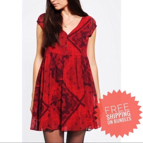 Urban Outfitters Dresses & Skirts - Urban Outfitters Ecote Red Babydoll Boho Dress